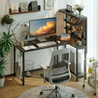 L Shaped Gaming Desk with Pegboard Hutch Shelves
