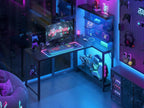 L Shaped Gaming Desk with Pegboard Hutch Shelves
