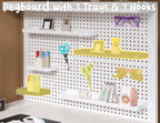 L Shaped Gaming Desk with Pegboard Hutch Shelves