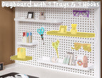 L Shaped Gaming Desk with Pegboard Hutch Shelves