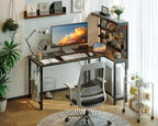 L Shaped Gaming Desk with Pegboard Hutch Shelves