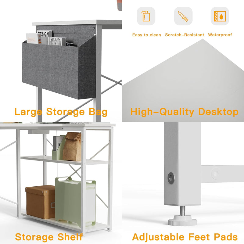 L Shaped Gaming Desk with Power Outlets