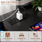 L Shaped Gaming Desk with Power Outlets LED
