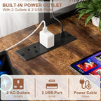 L Shaped Gaming Desk with Power Outlets LED