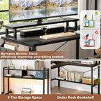 L Shaped Gaming Desk with Power Outlets LED
