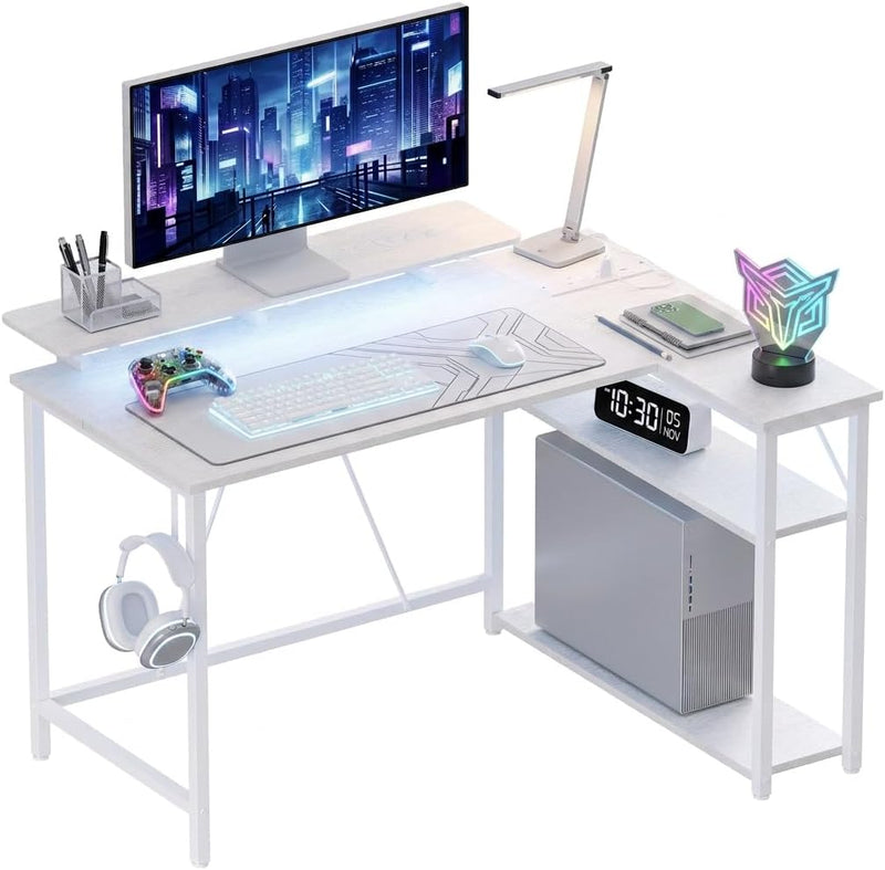 L Shaped Gaming Desk with RGB LED Lights