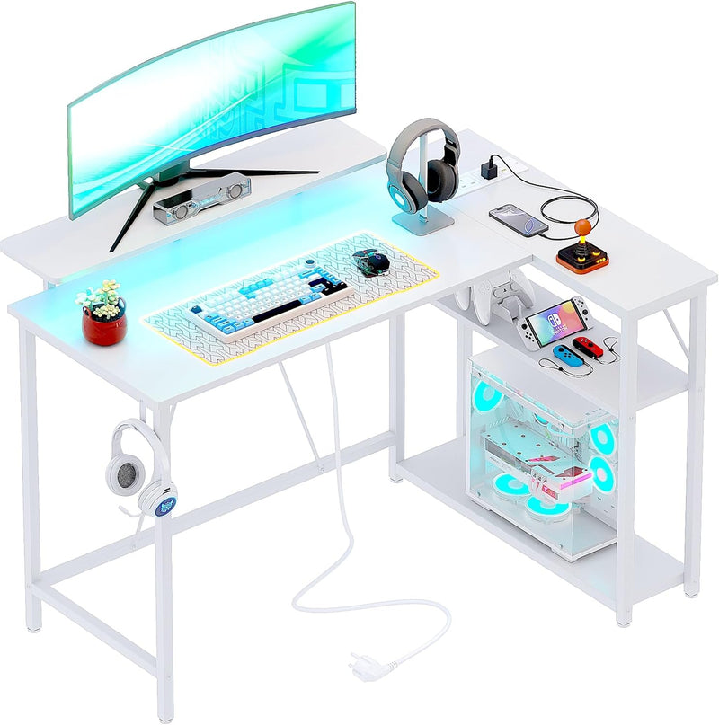 L Shaped Gaming Desk with RGB LED Lights