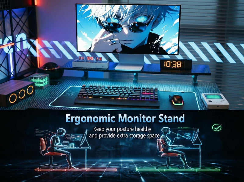 L Shaped Gaming Desk with RGB LED Lights