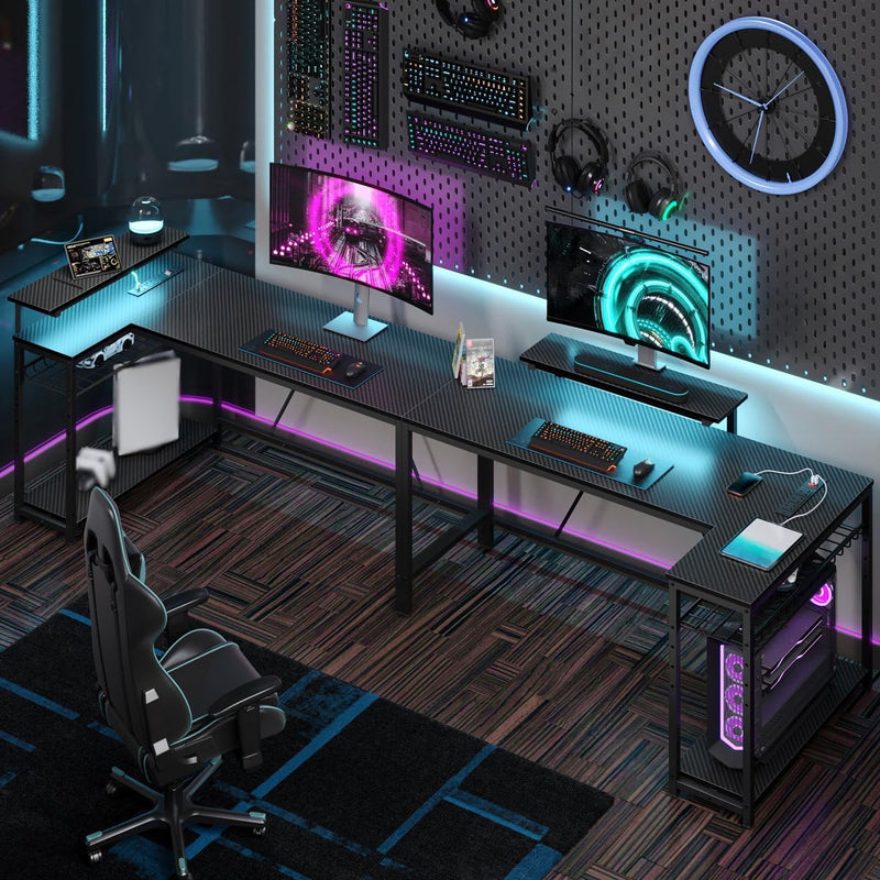 L-Shaped Gaming Desk with RGB LED Lights