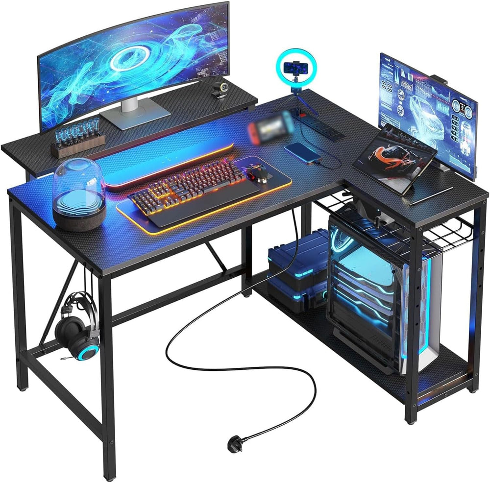 L-Shaped Gaming Desk with RGB LED Lights