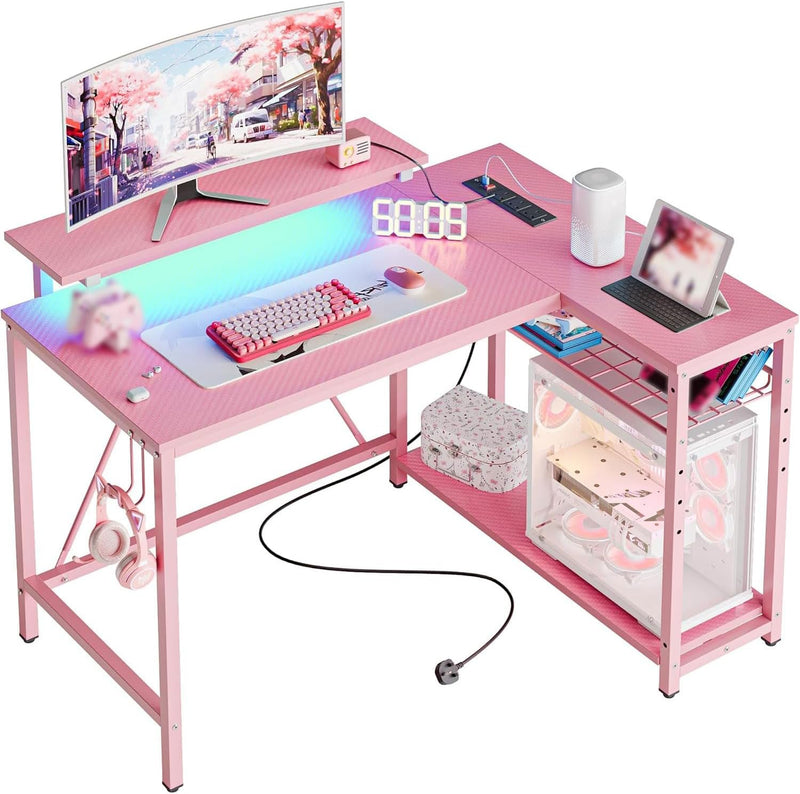 L-Shaped Gaming Desk with RGB LED Lights