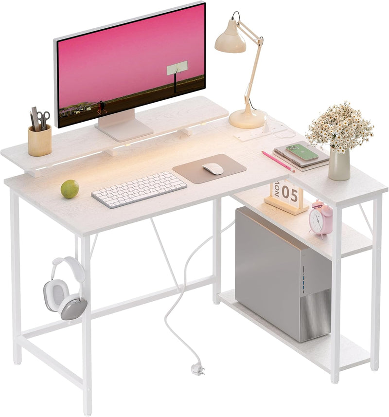 L Shaped Gaming Desk with RGB LED Lights