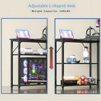 L Shaped Gaming Desk with RGB LED Lights