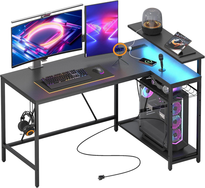 L-Shaped Gaming Desk with RGB LED Lights