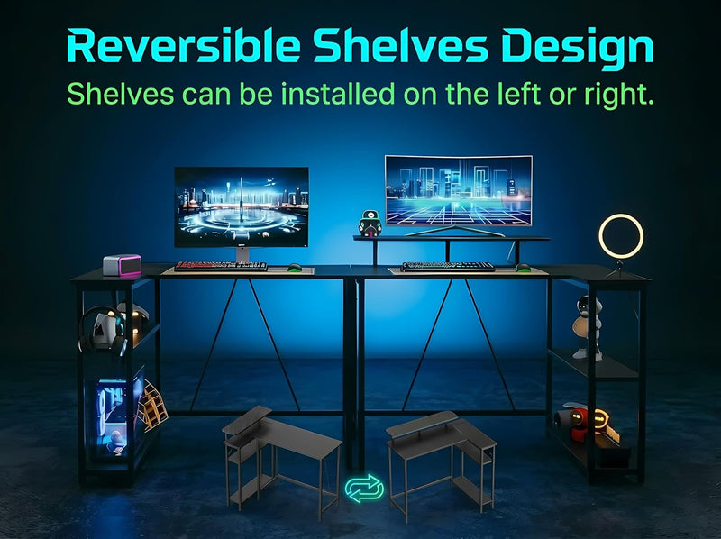 L Shaped Gaming Desk with RGB LED Lights