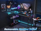 L Shaped Gaming Desk with RGB LED Lights