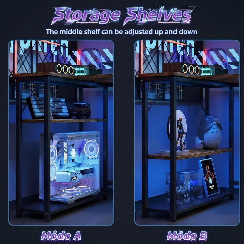 L Shaped Gaming Desk with RGB LED Lights