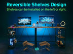 L Shaped Gaming Desk with RGB LED Lights