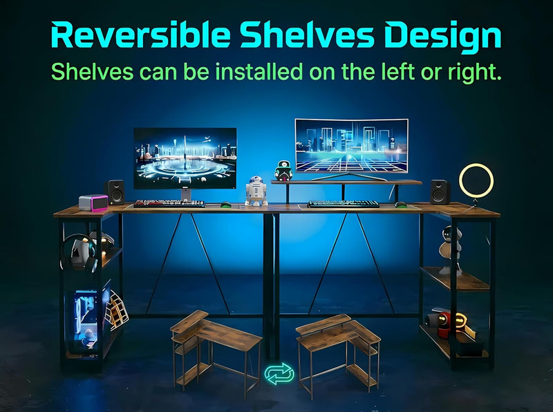 L Shaped Gaming Desk with RGB LED Lights