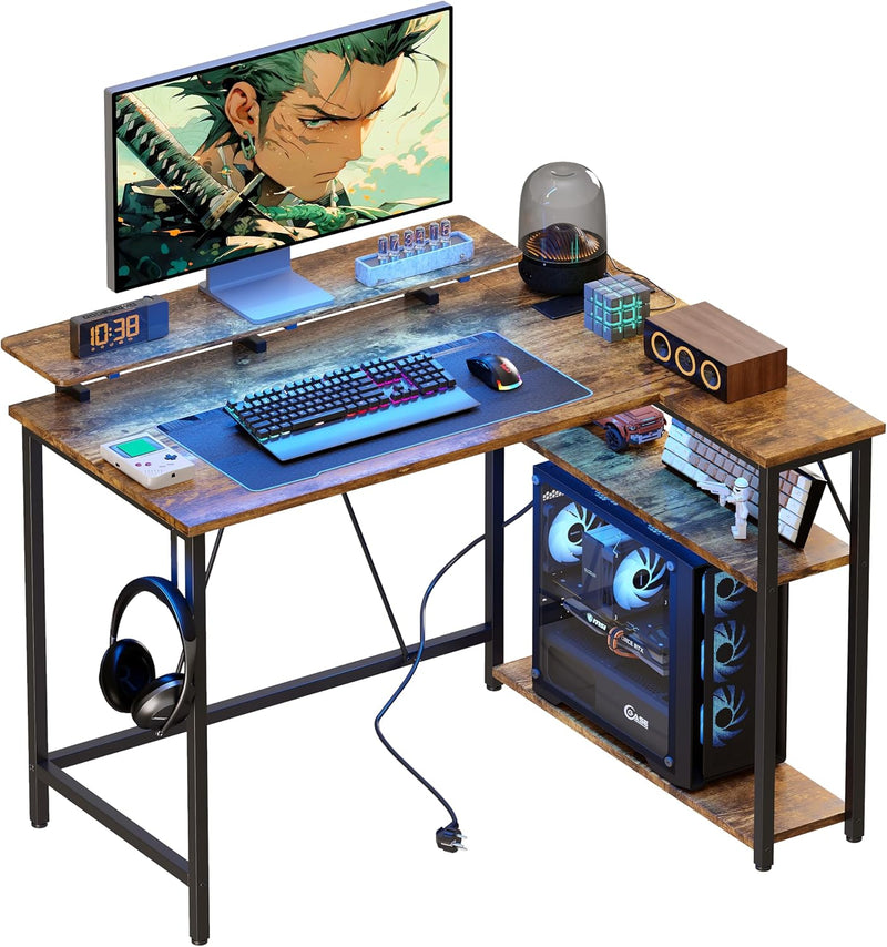 L Shaped Gaming Desk with RGB LED Lights