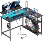 L Shaped Gaming Desk with RGB LED Lights