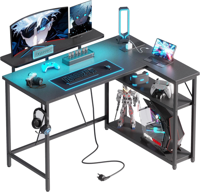 L Shaped Gaming Desk with RGB LED Lights