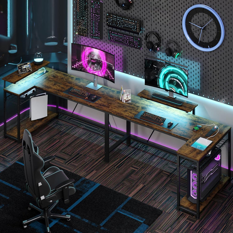 L-Shaped Gaming Desk with RGB LED Lights
