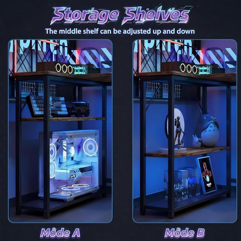 L Shaped Gaming Desk with RGB LED Lights