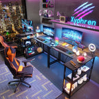 L Shaped Gaming Desk with RGB LED Lights
