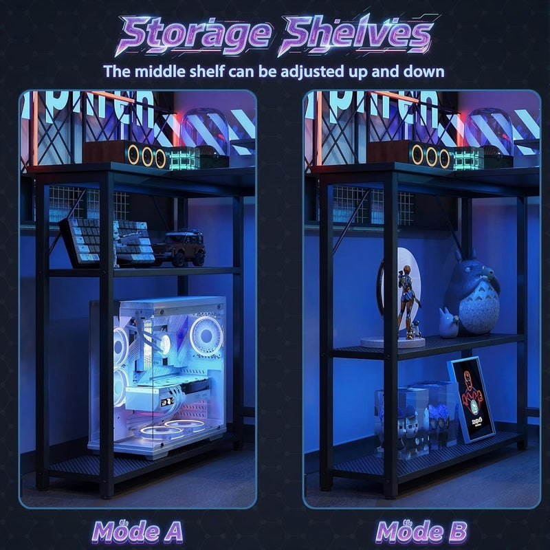 L Shaped Gaming Desk with RGB LED Lights