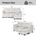 L-Shaped Sectional Sofa 3 Seater Boucle Fabric