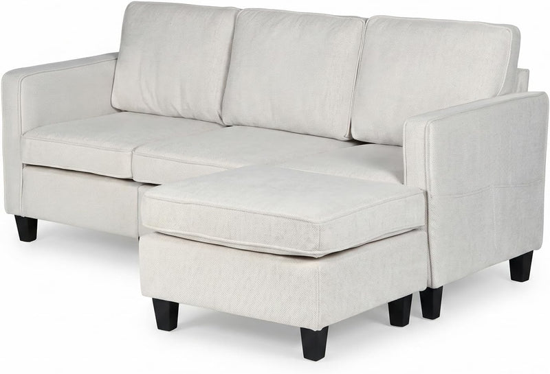 L-Shaped Sectional Sofa 3 Seater Boucle Fabric