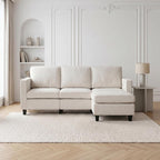 L-Shaped Sectional Sofa 3 Seater Boucle Fabric