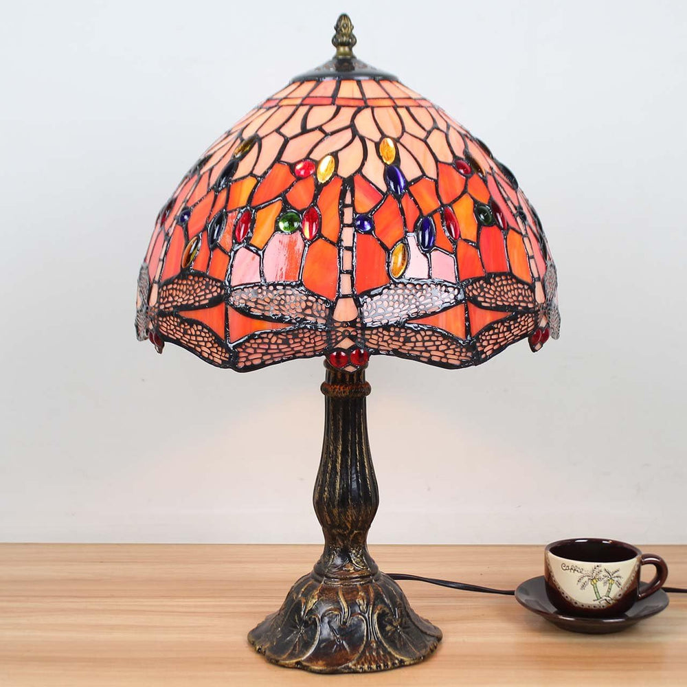 L30023 Dragonfly Tiffany Style Stained Glass Table Lamp