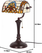 L30516 Baroque Tiffany Style Stained Glass Banker Table
