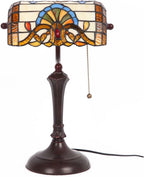 L30516 Baroque Tiffany Style Stained Glass Banker Table