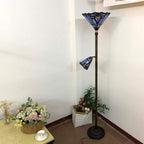L30686 Baroque Tiffany Style Stained Glass Torchiere Floor