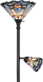 L30686 Baroque Tiffany Style Stained Glass Torchiere Floor