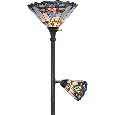Baroque Tiffany Style Stained Glass Torchiere Floor Lamp