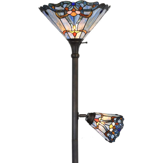 Baroque Tiffany Style Stained Glass Torchiere Floor Lamp