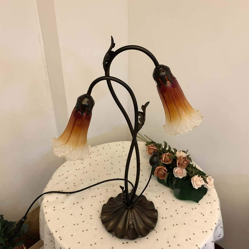Lily Flower Blown Glass Accent Table Lamp