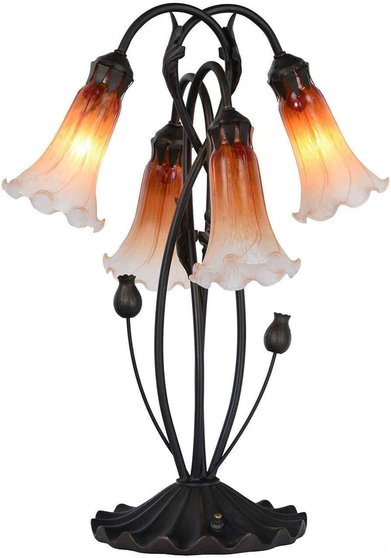 Lily Flower Blown Glass Accent Table Lamp