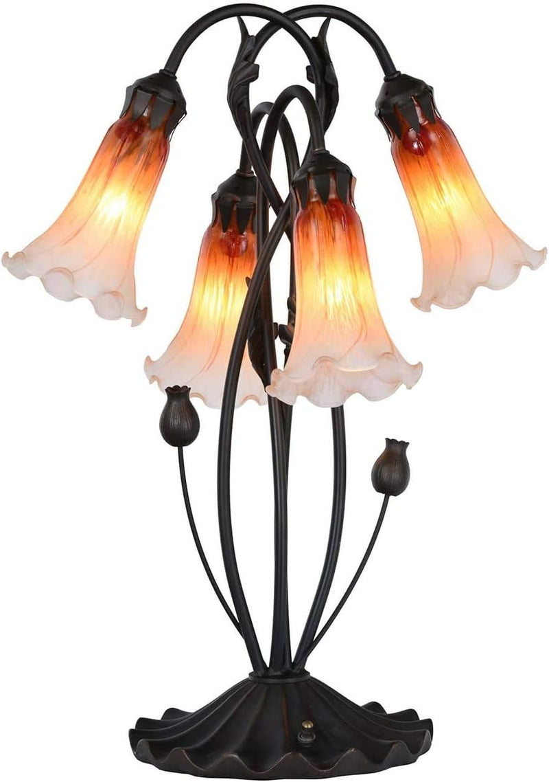 Lily Flower Blown Glass Accent Table Lamp