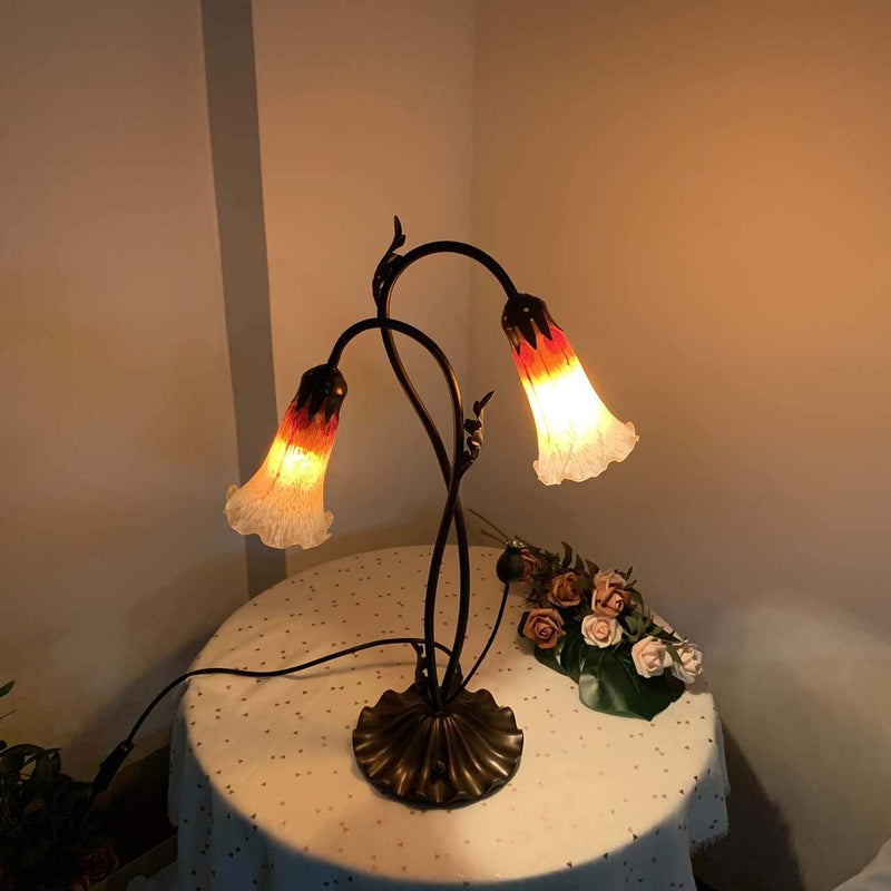 Lily Flower Blown Glass Accent Table Lamp