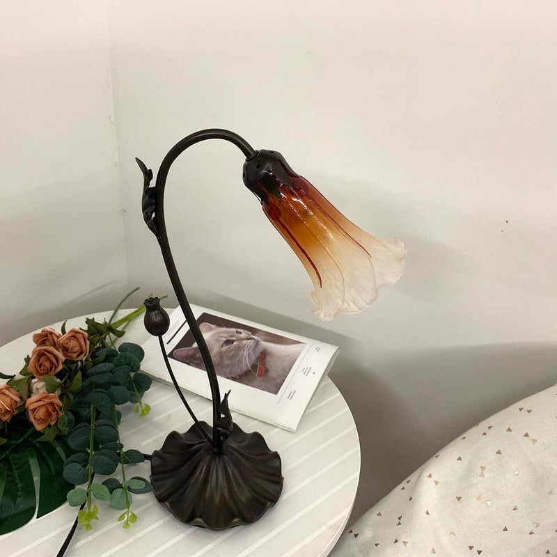 Lily Flower Blown Glass Accent Table Lamp