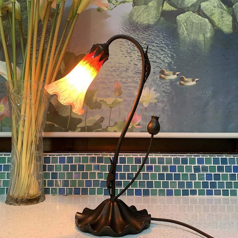 Lily Flower Blown Glass Accent Table Lamp