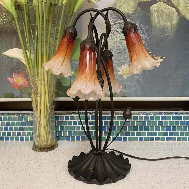 Lily Flower Blown Glass Accent Table Lamp