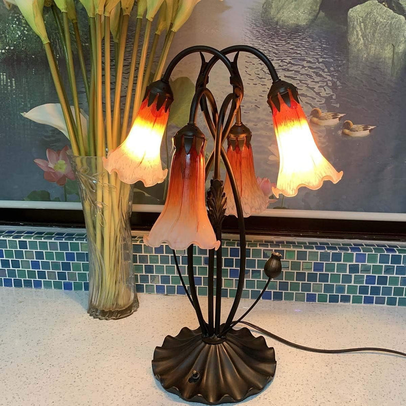 Lily Flower Blown Glass Accent Table Lamp