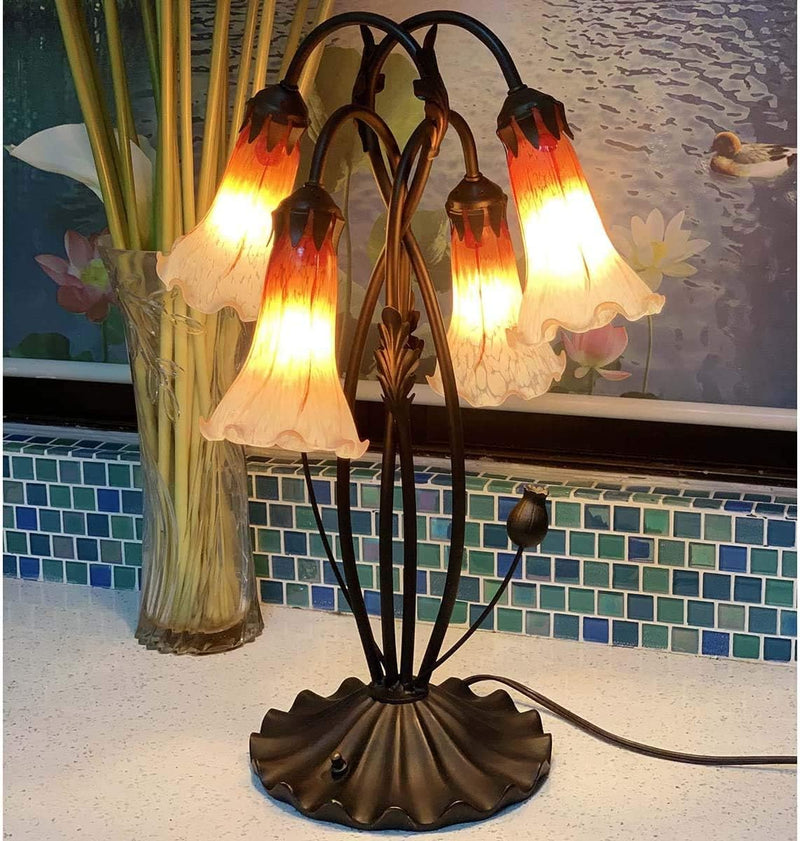 Lily Flower Blown Glass Accent Table Lamp