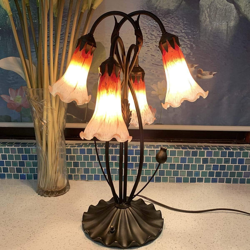 Lily Flower Blown Glass Accent Table Lamp